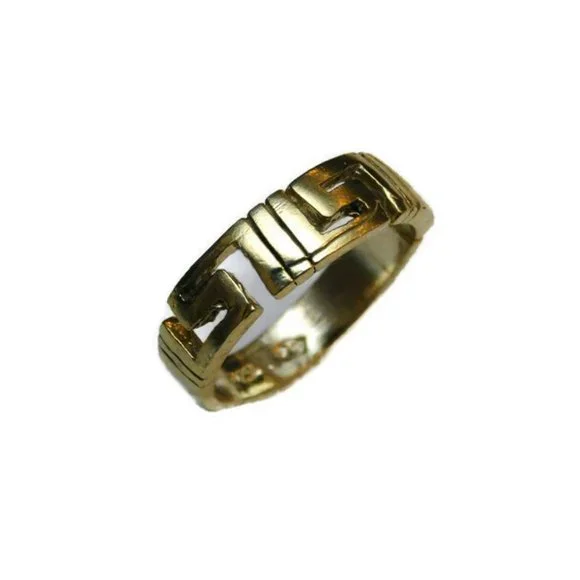 14k Solid Yellow Gold Greek Pattern Band Ring!! - Picture 2 of 4